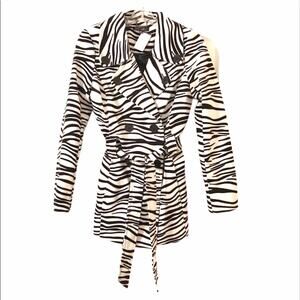Wishful Park Zebra Print Pea Coat Button-Front